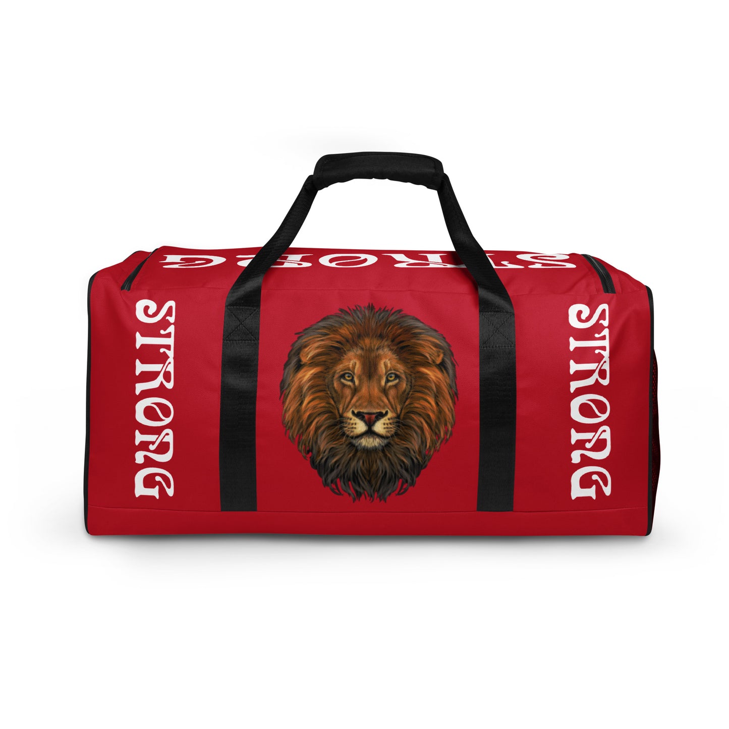 “STRONG”Red Duffle Bag W/White Font