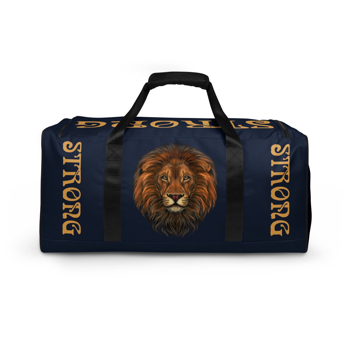 “STRONG” Navy Duffle Bag W/Fawn Font