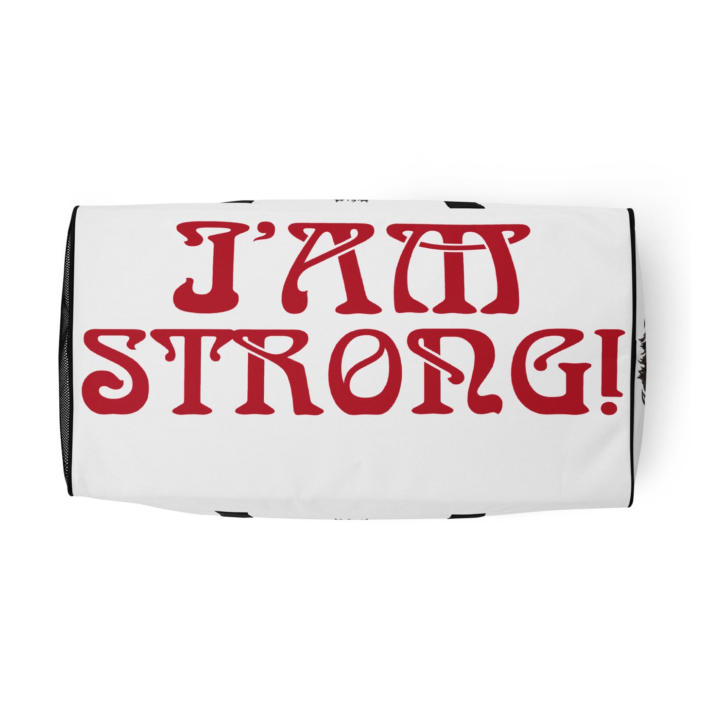 “STRONG”White Duffle Bag W/Red Font