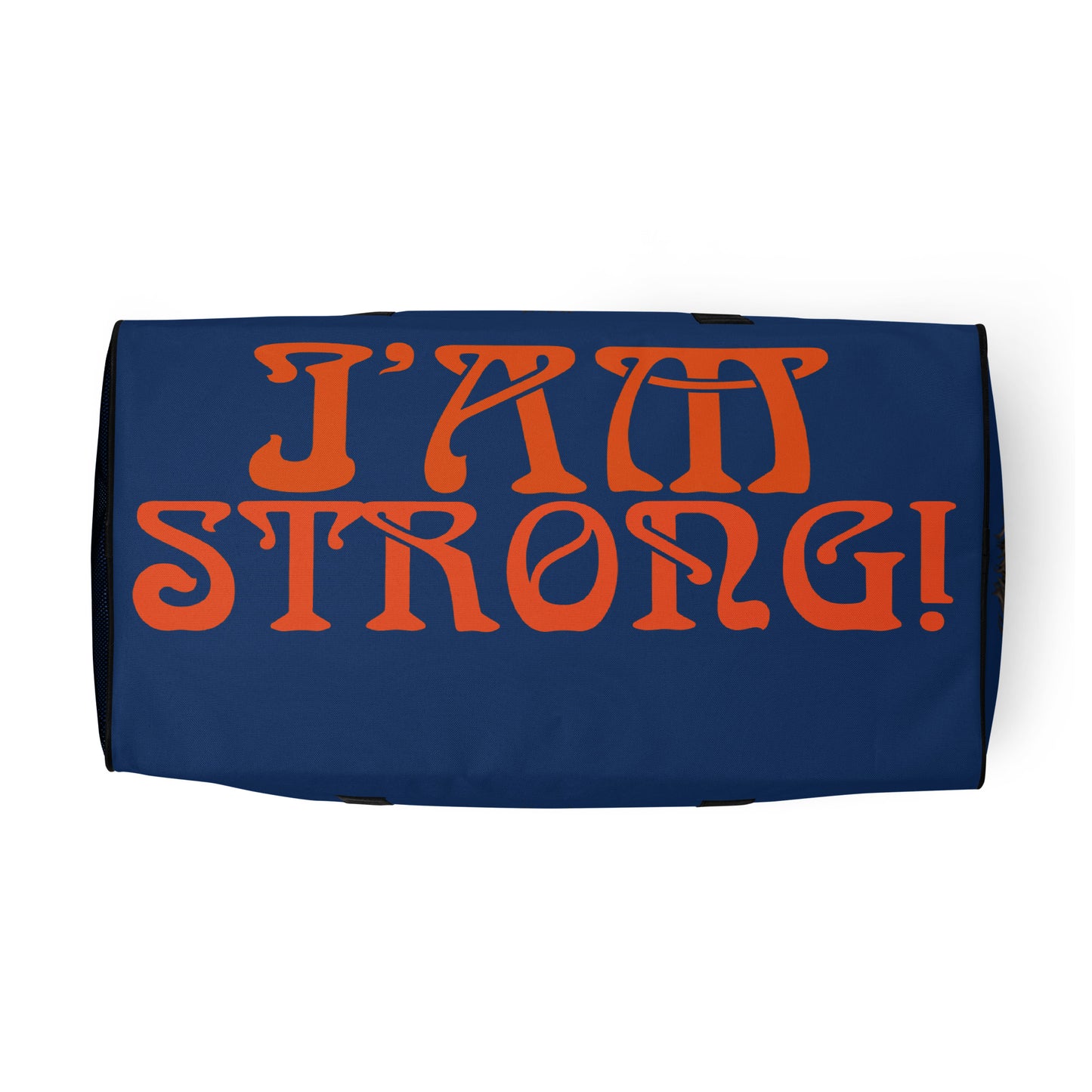 “STRONG” Blue Duffle Bag W/Orange Font