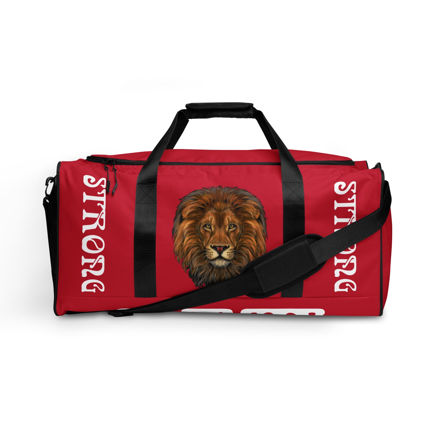 “STRONG”Red Duffle Bag W/White Font