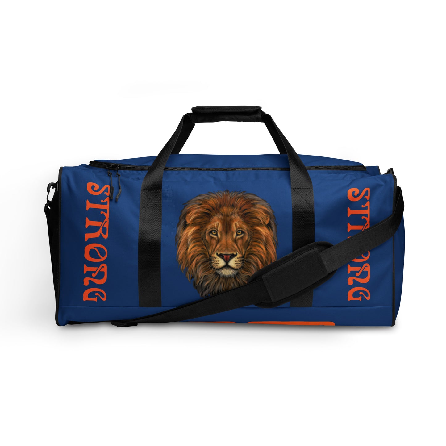 “STRONG” Blue Duffle Bag W/Orange Font