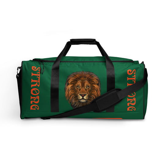 “STRONG” Green Duffle Bag W/Orange Font