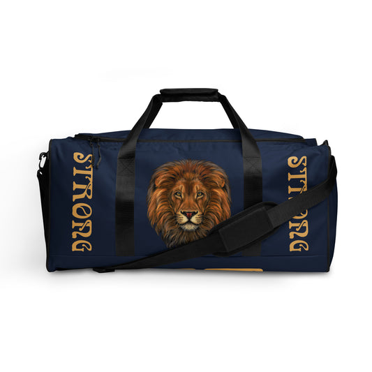 “STRONG” Navy Duffle Bag W/Fawn Font