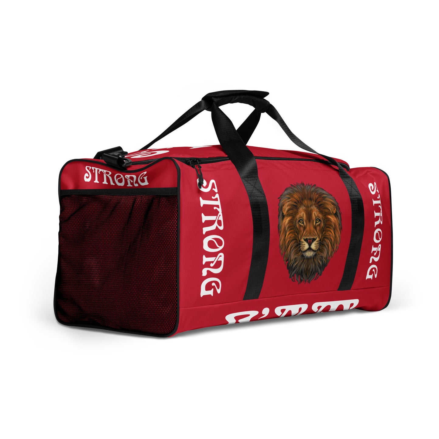 “STRONG”Red Duffle Bag W/White Font