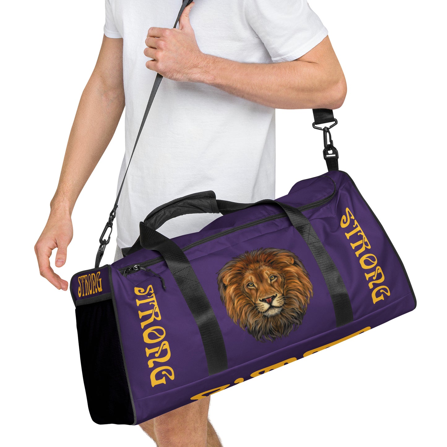 “STRONG”Purple Duffle Bag W/Yellow Font