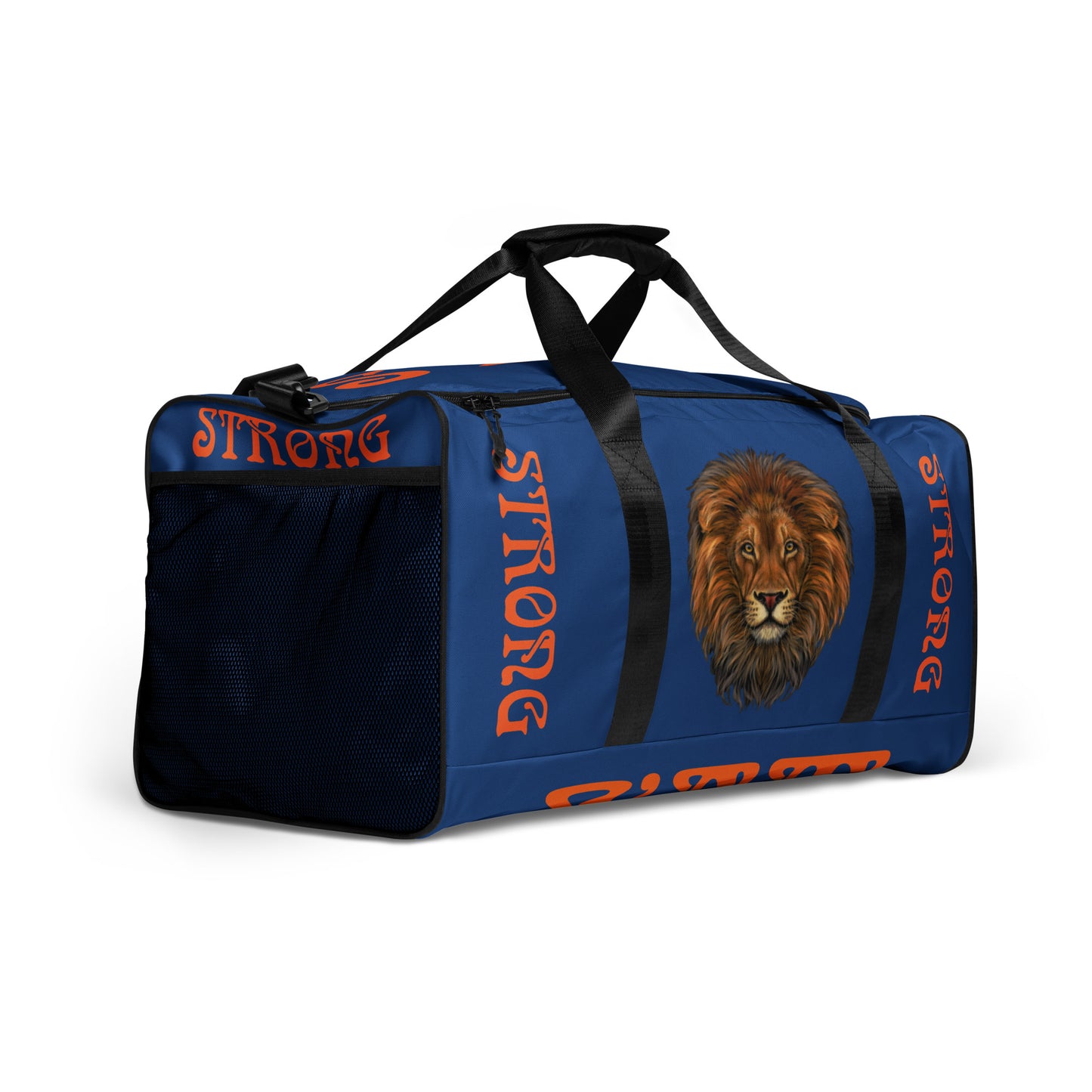 “STRONG” Blue Duffle Bag W/Orange Font