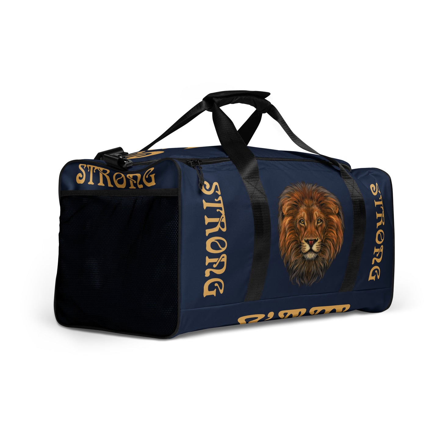 “STRONG” Navy Duffle Bag W/Fawn Font