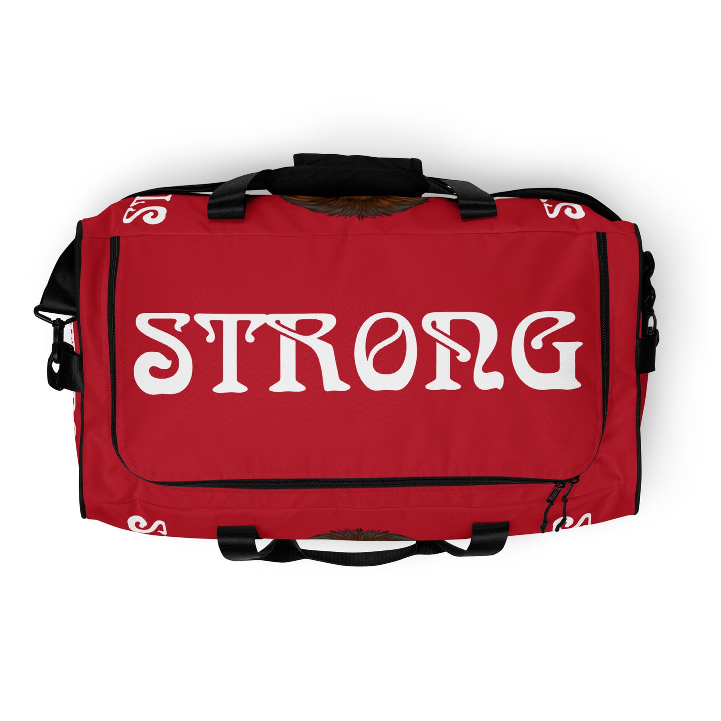 “STRONG”Red Duffle Bag W/White Font