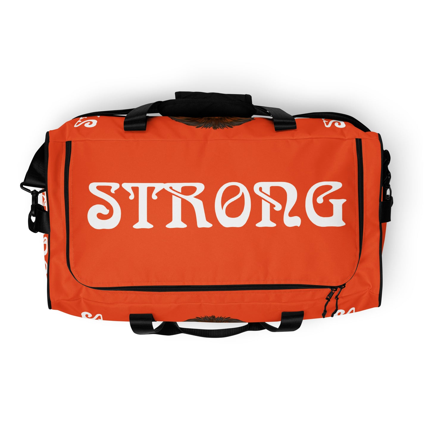 “STRONG”Orange Duffle Bag W/White Font