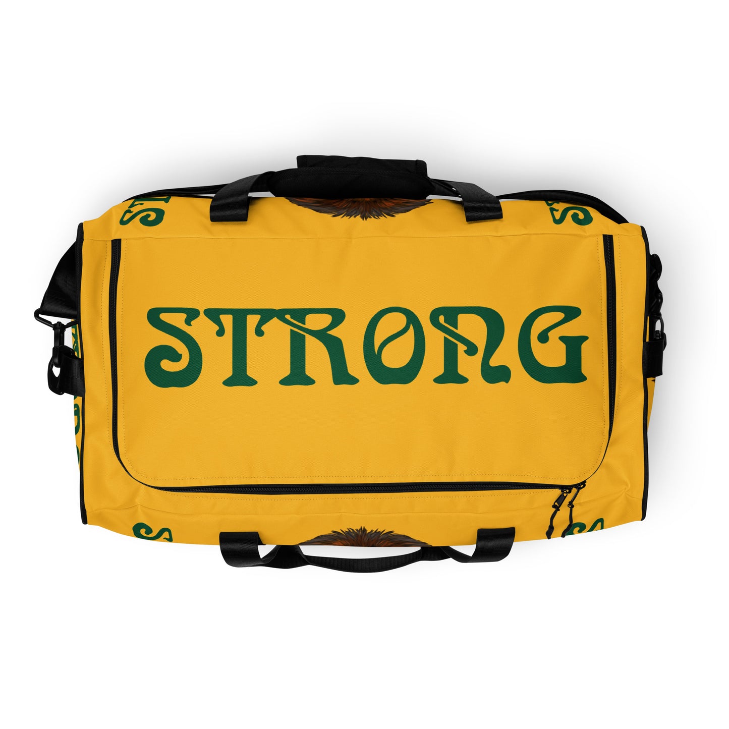 “STRONG”Yellow Duffle Bag W/Green Font