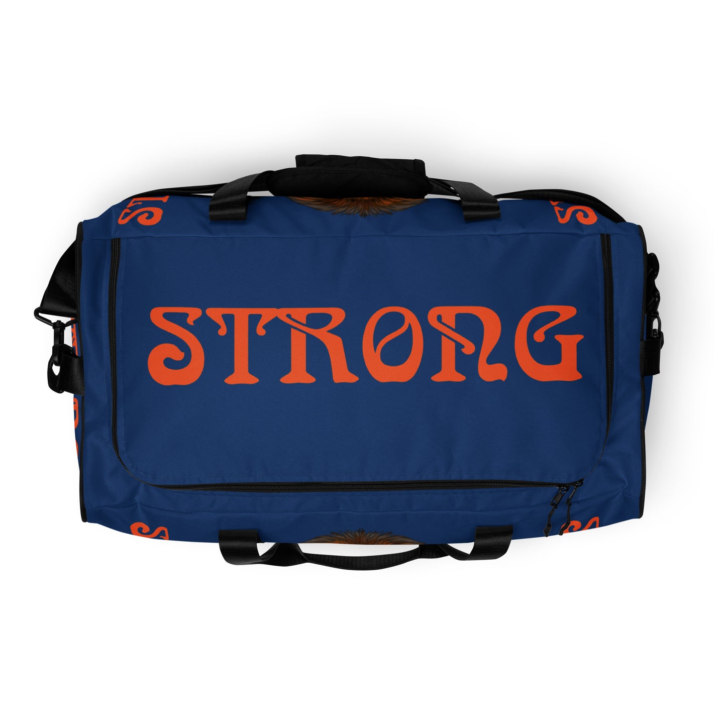 “STRONG” Blue Duffle Bag W/Orange Font