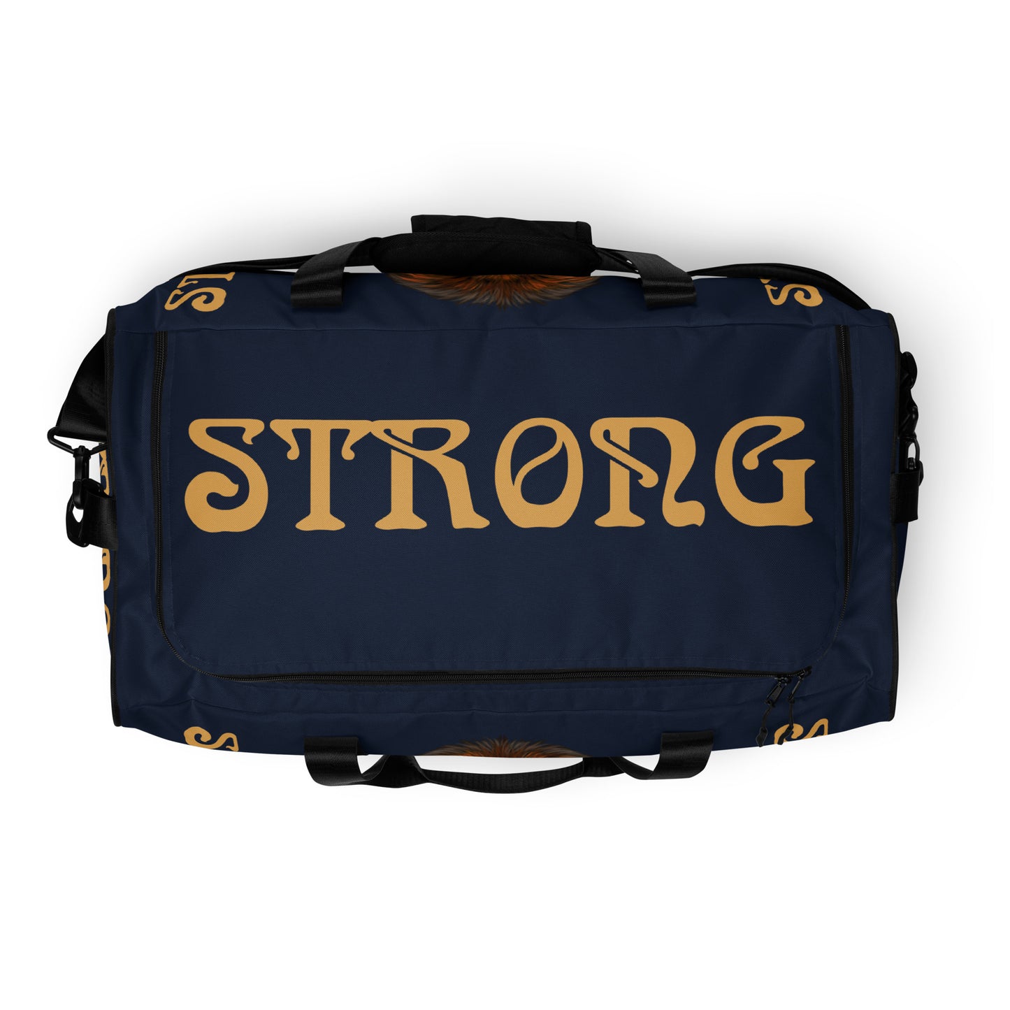 “STRONG” Navy Duffle Bag W/Fawn Font