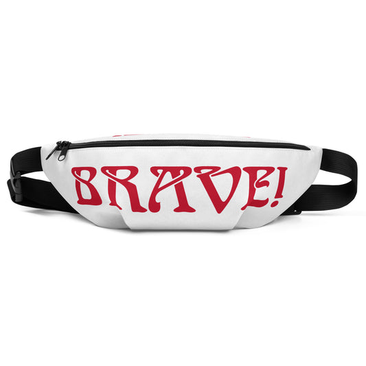 “BRAVE”White Fanny Pack W\Red Font