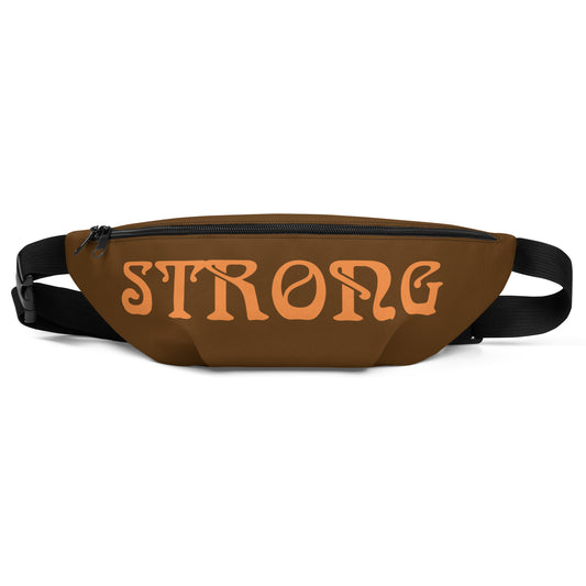 “STRONG”Brown Fanny Pack W/Orange Font