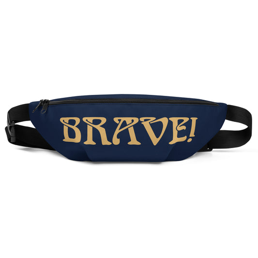 “BRAVE”Navy Fanny Pack W/Fawn Font
