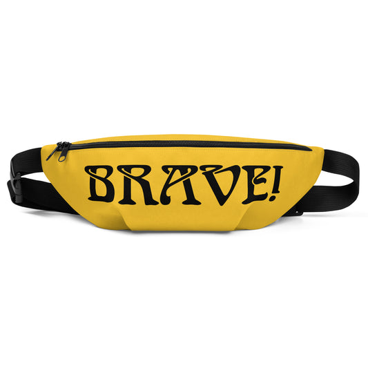 “BRAVE”Yellow Fanny Pack W/Black Font