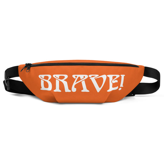 “BRAVE”Orange Fanny Pack W/White Font