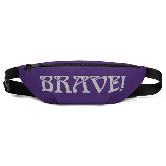 “BRAVE”Purple Fanny Pack W/Grey Font