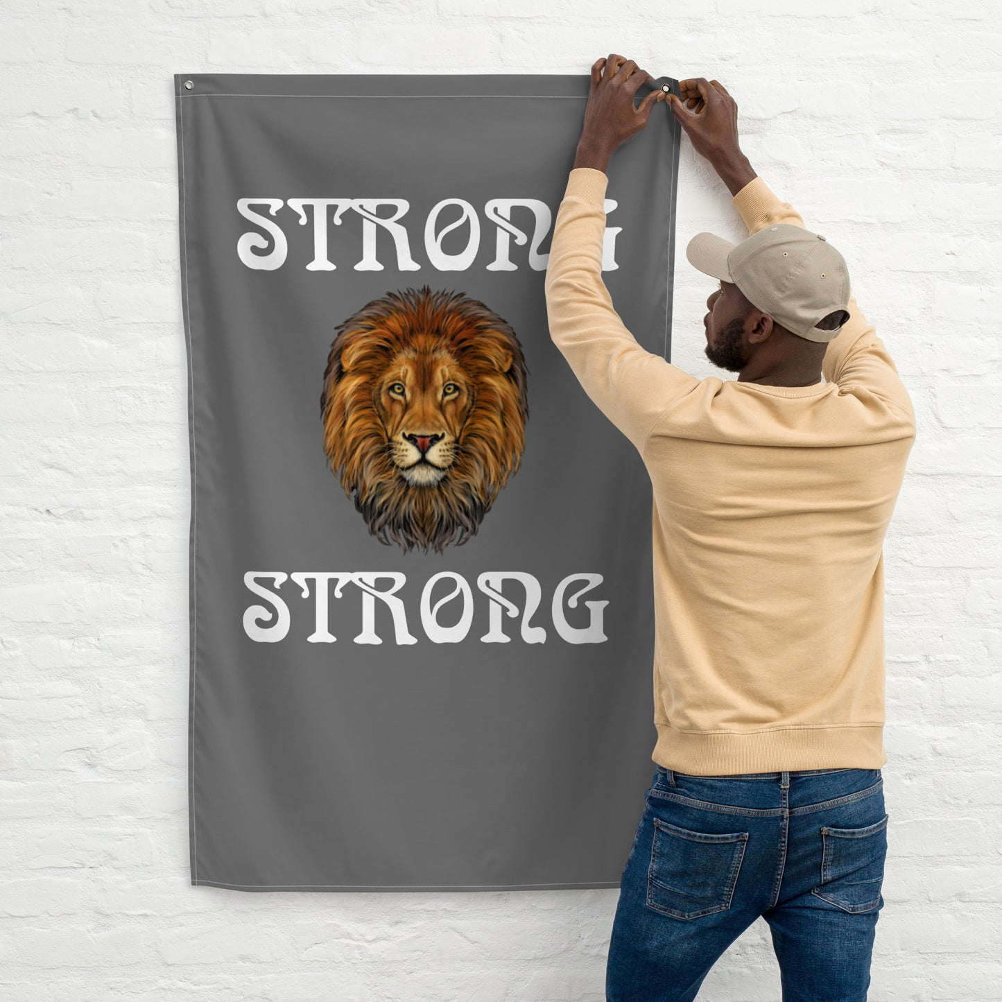 “STRONG”Grey Flag W/White Font