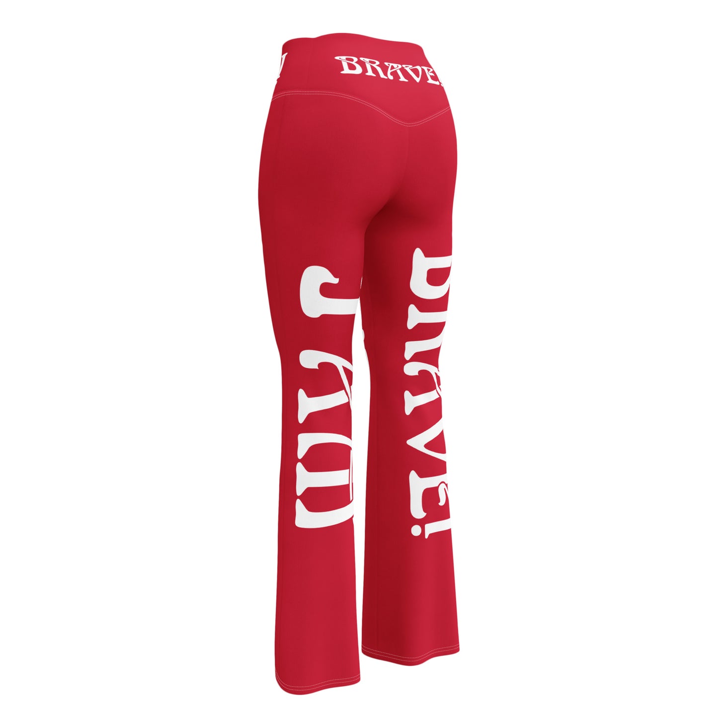 “I’AM BRAVE!” Red Flare Leggings W/White Font