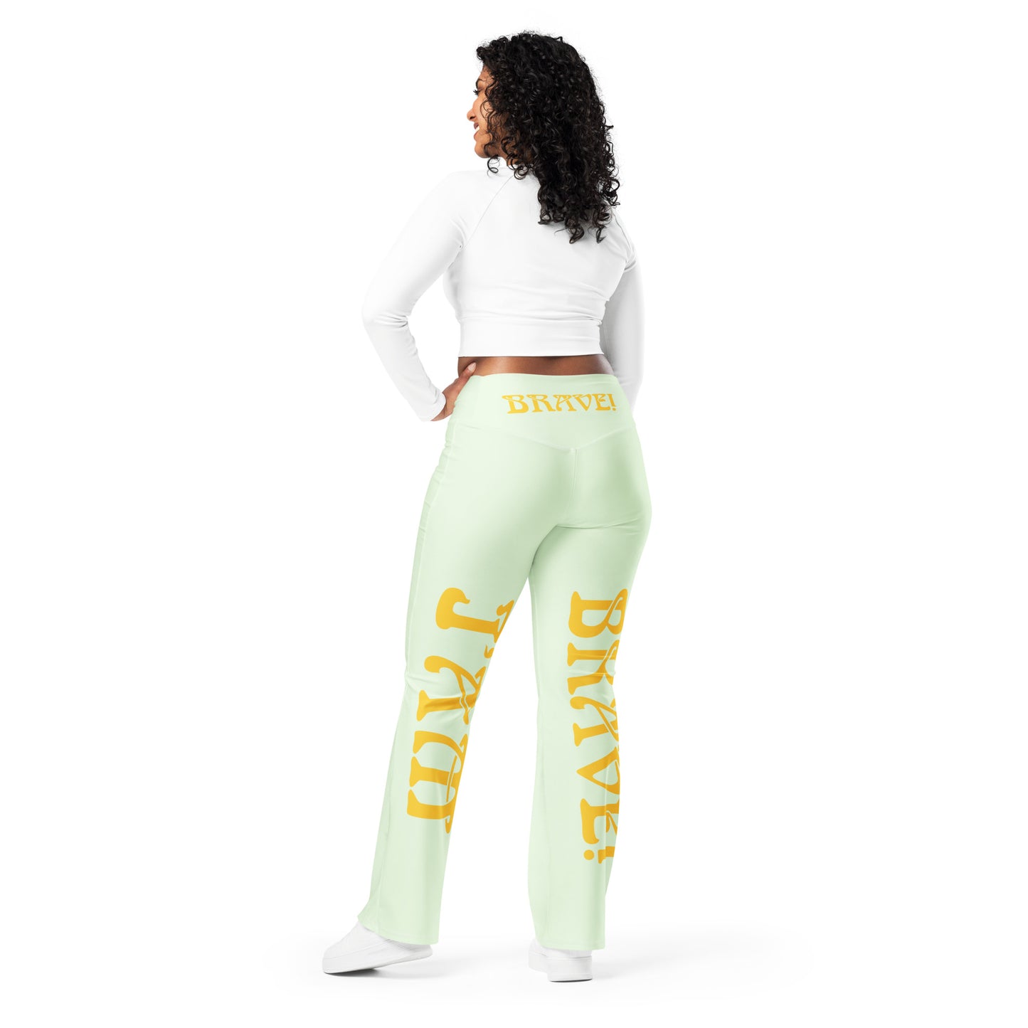 “I’AM BRAVE!” Panache Flare Leggings W/Yellow Font