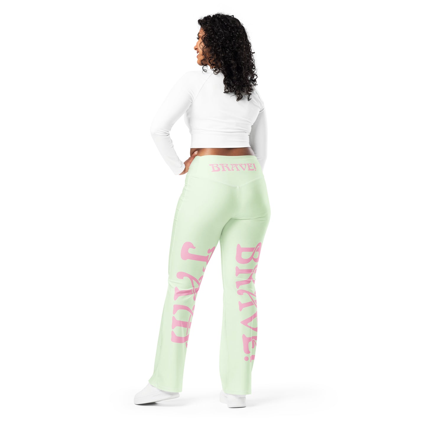 “I’AM BRAVE!” Panache Flare Leggings W/Cotton Candy Font