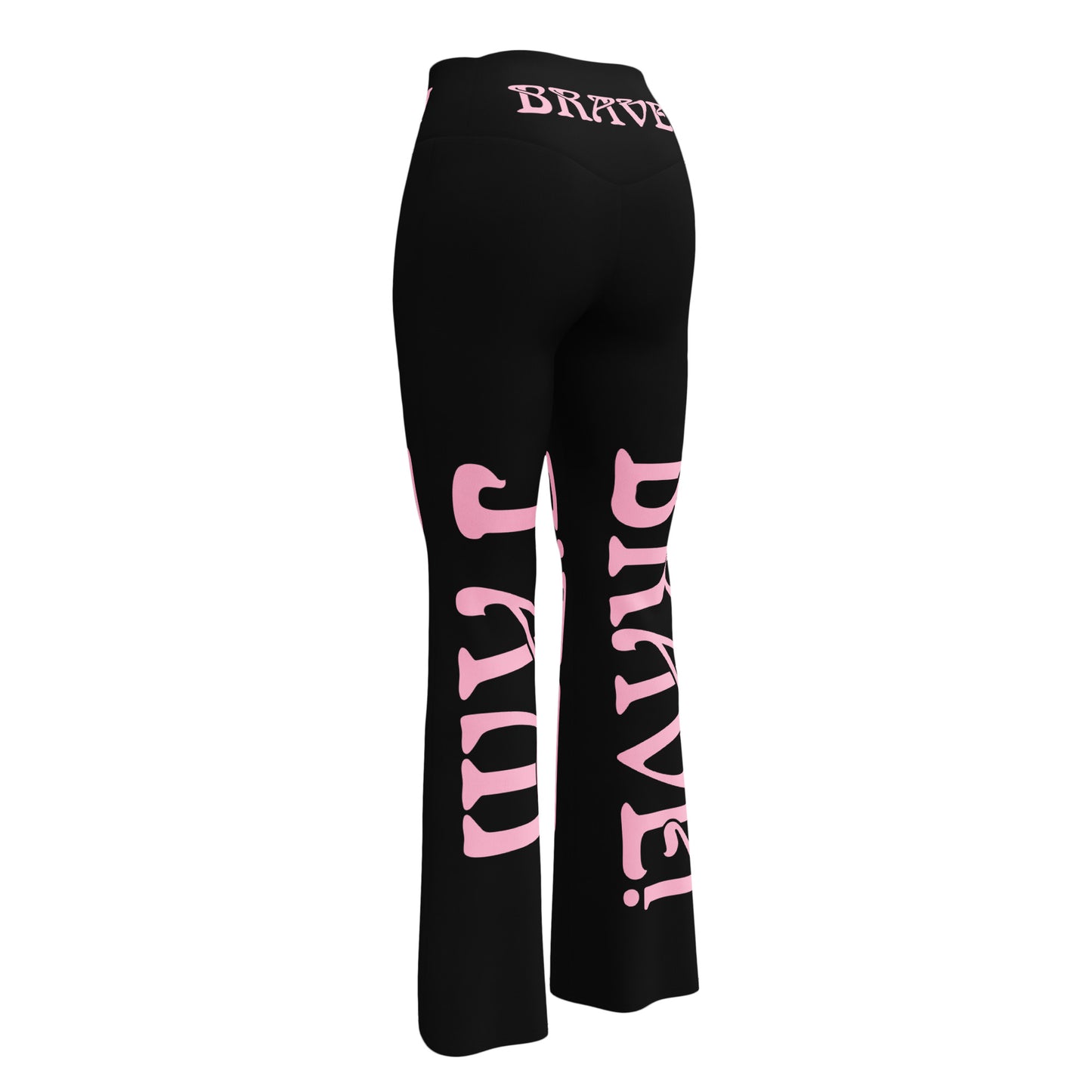 “I’AM BRAVE!” Black Flare Leggings W/Cotton Candy Font