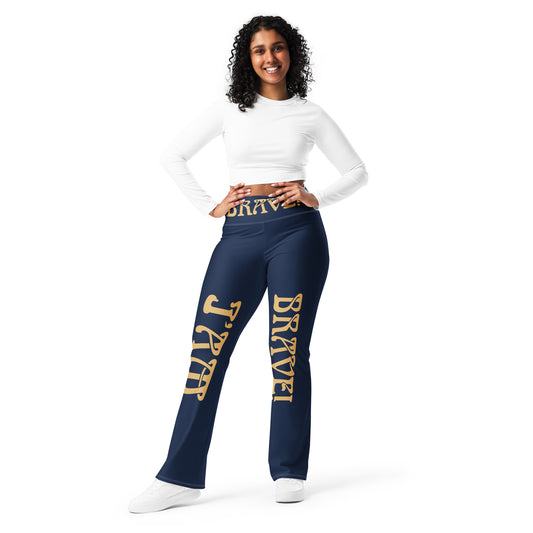 “I’AM BRAVE!” Navy Flare Leggings W/Fawn Font