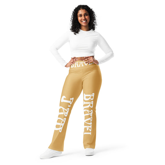 “I’AM BRAVE!” Fawn Flare Leggings W/White Font