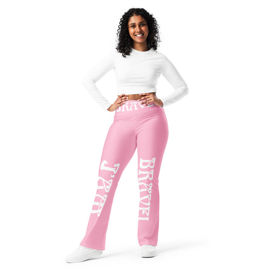“I’AM BRAVE!” Cotton Candy Flare Leggings W/White Font