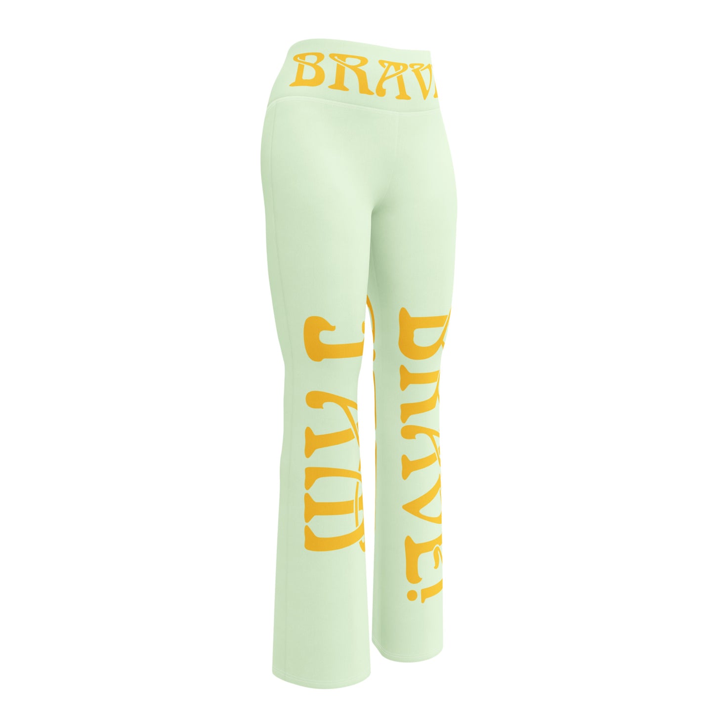 “I’AM BRAVE!” Panache Flare Leggings W/Yellow Font