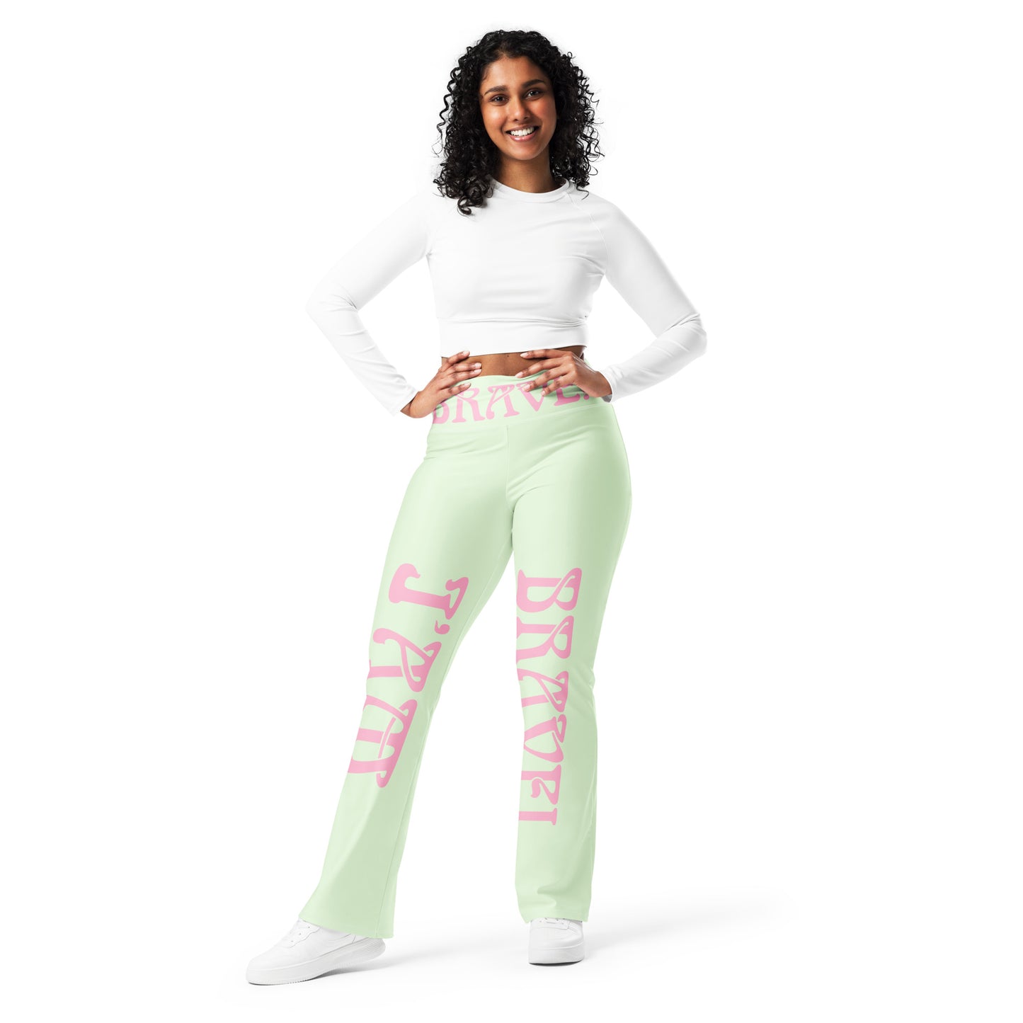 “I’AM BRAVE!” Panache Flare Leggings W/Cotton Candy Font