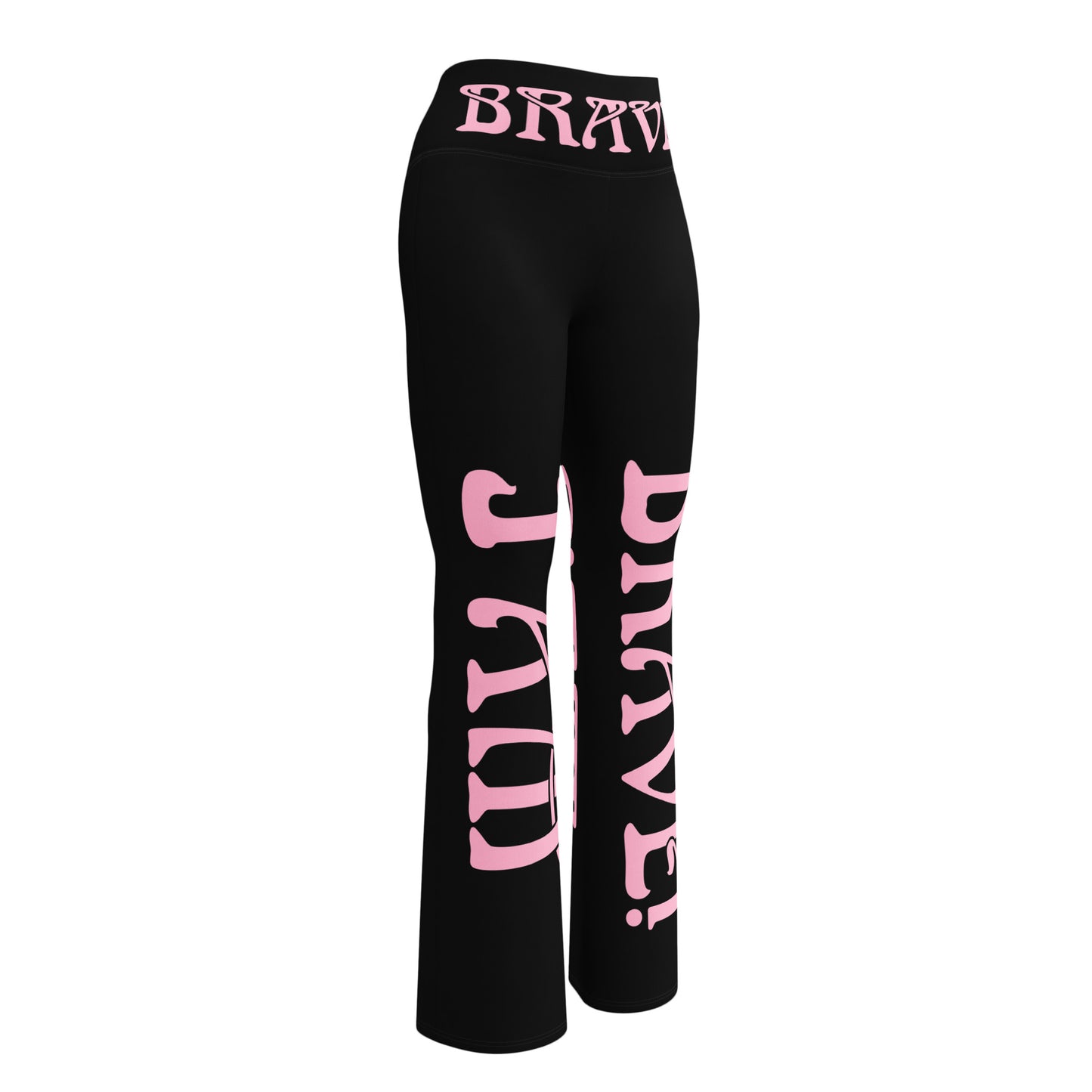 “I’AM BRAVE!” Black Flare Leggings W/Cotton Candy Font