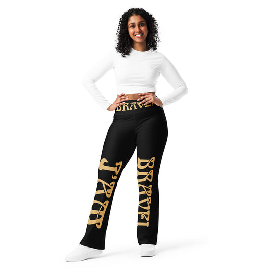 “I’AM BRAVE!” Black Flare Leggings W/Fawn Font