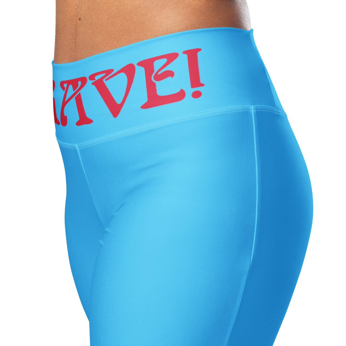 “I’AM BRAVE”SkyBlue Flare Leggings W/Red Font