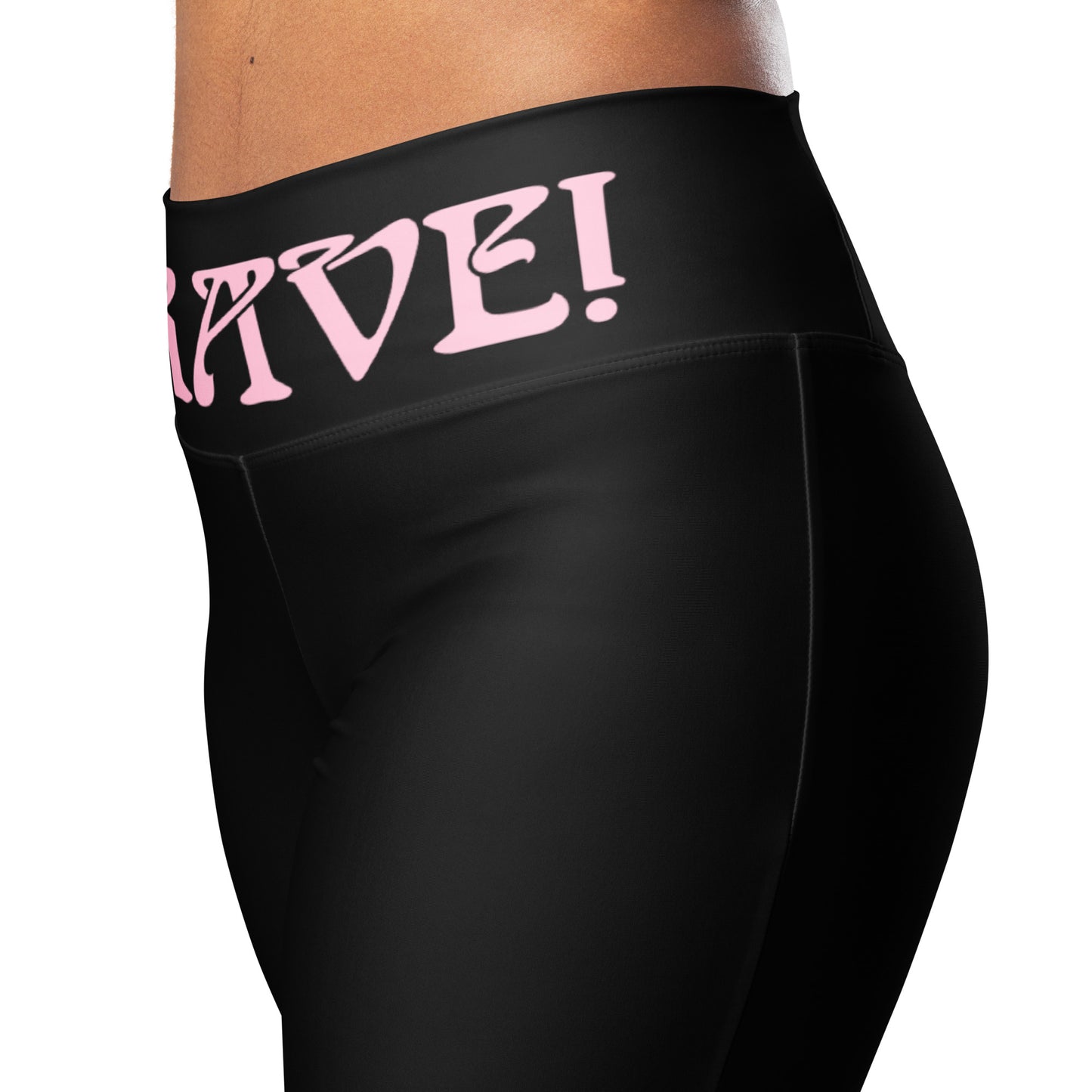 “I’AM BRAVE!” Black Flare Leggings W/Cotton Candy Font