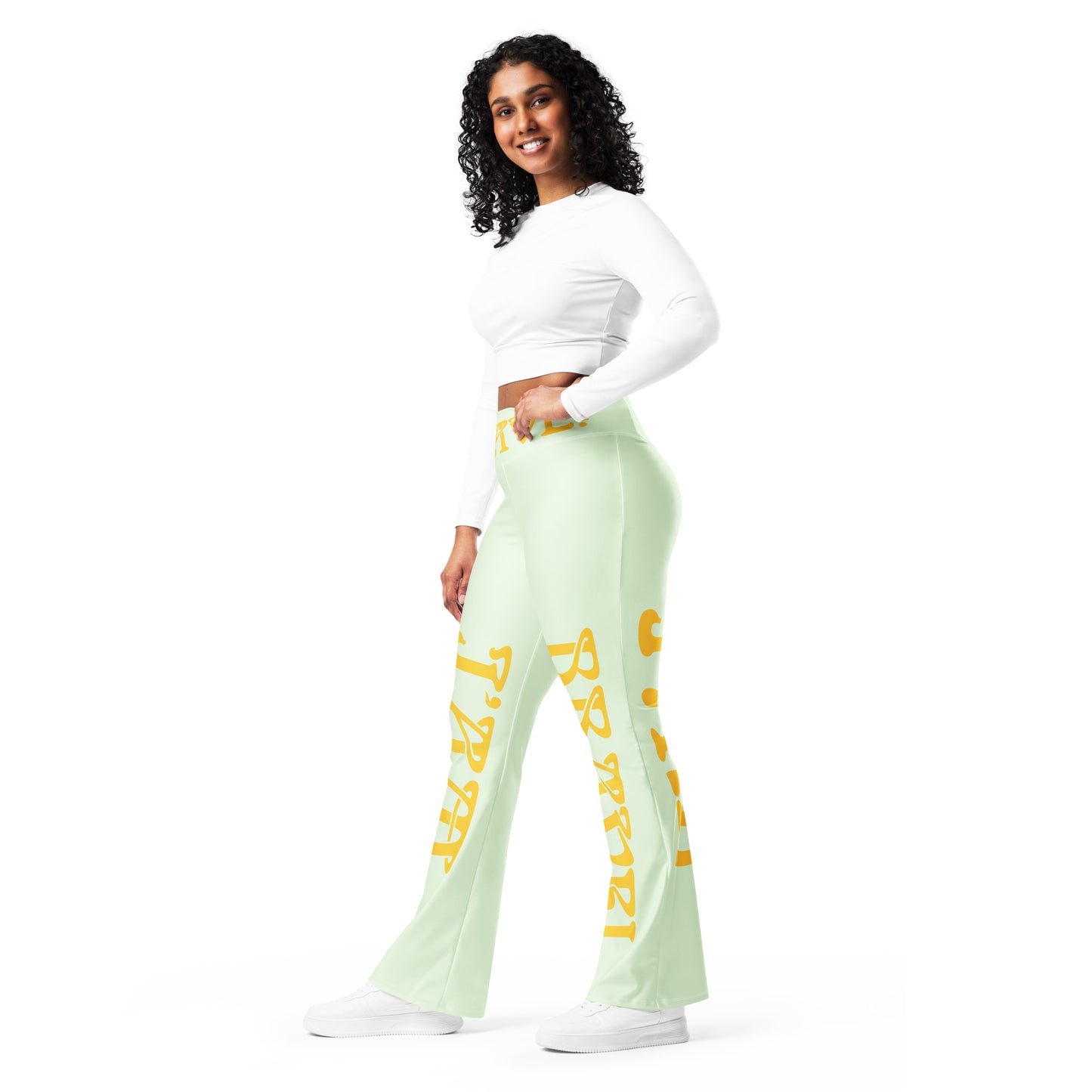 “I’AM BRAVE!” Panache Flare Leggings W/Yellow Font