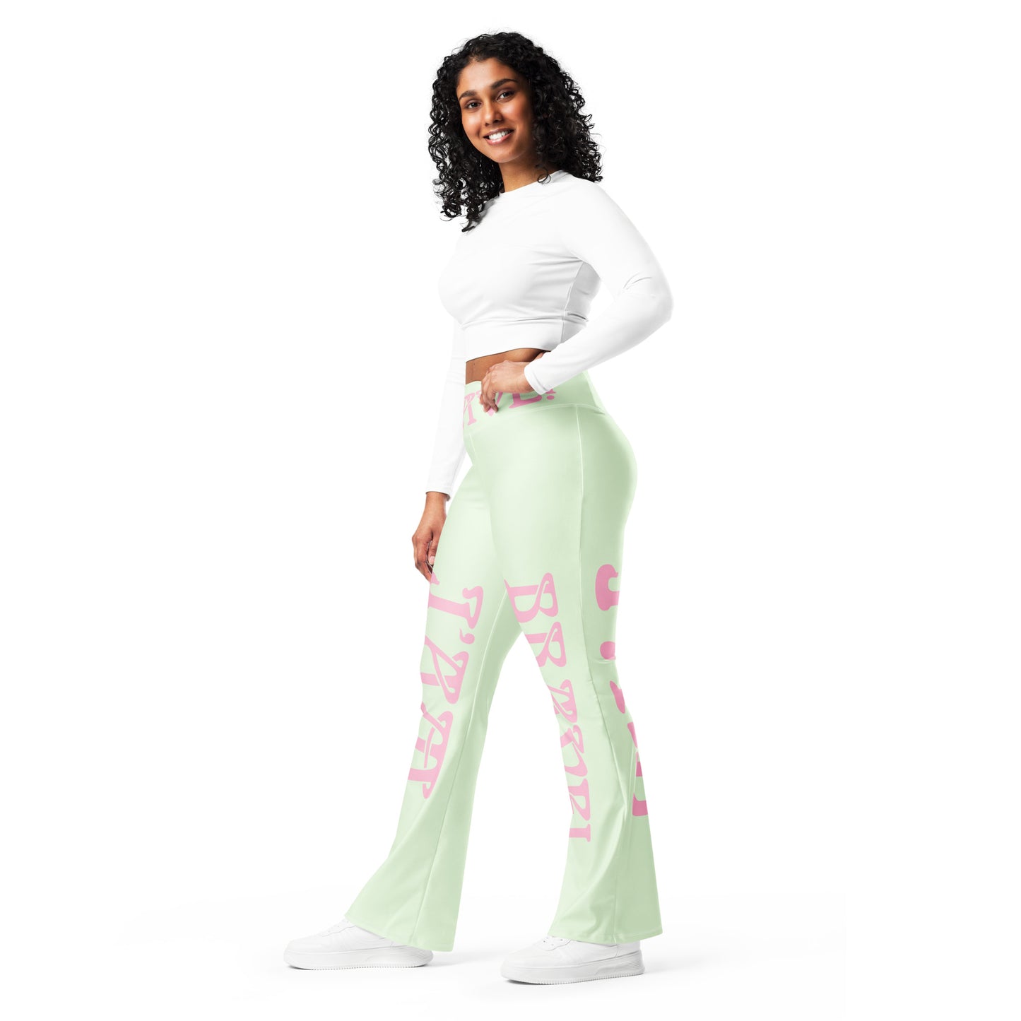 “I’AM BRAVE!” Panache Flare Leggings W/Cotton Candy Font