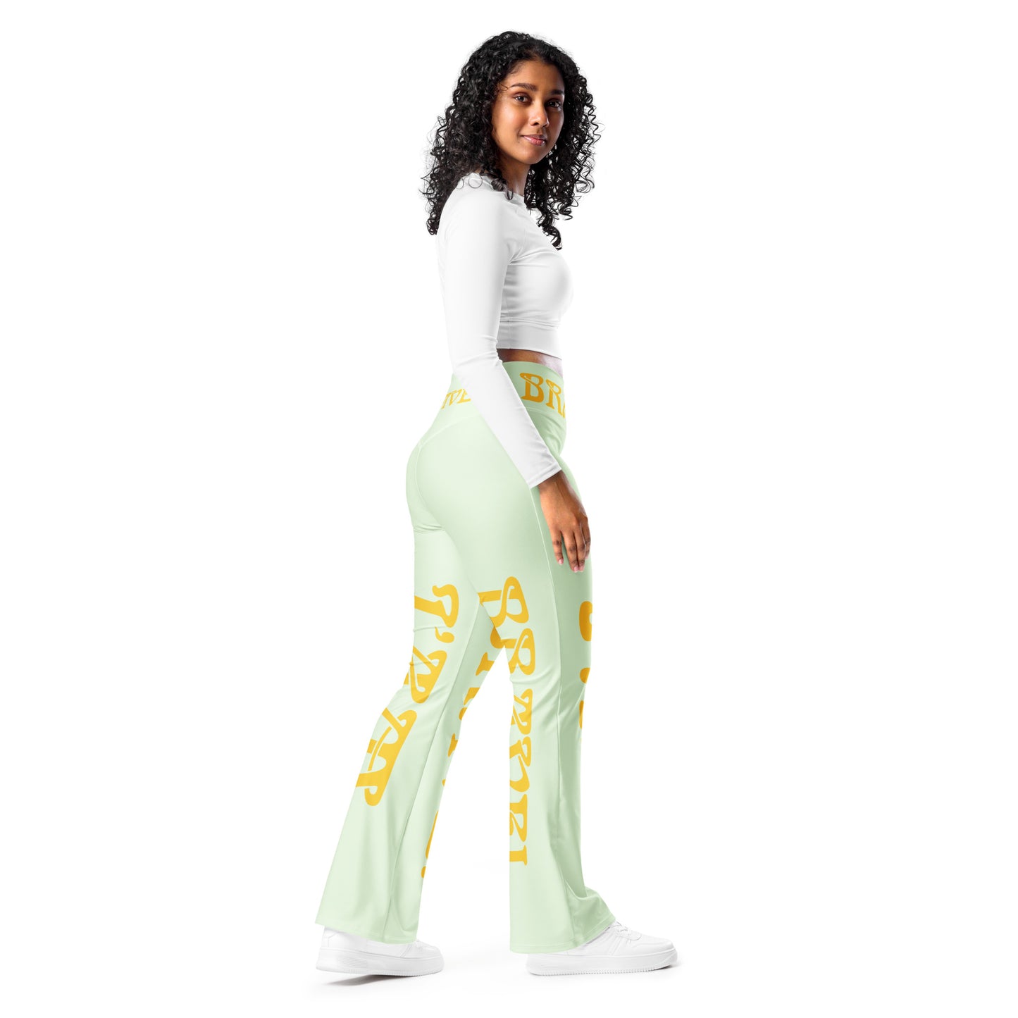 “I’AM BRAVE!” Panache Flare Leggings W/Yellow Font