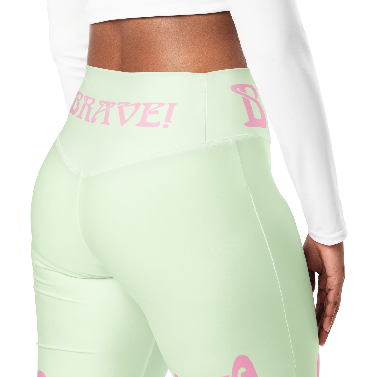 “I’AM BRAVE!” Panache Flare Leggings W/Cotton Candy Font