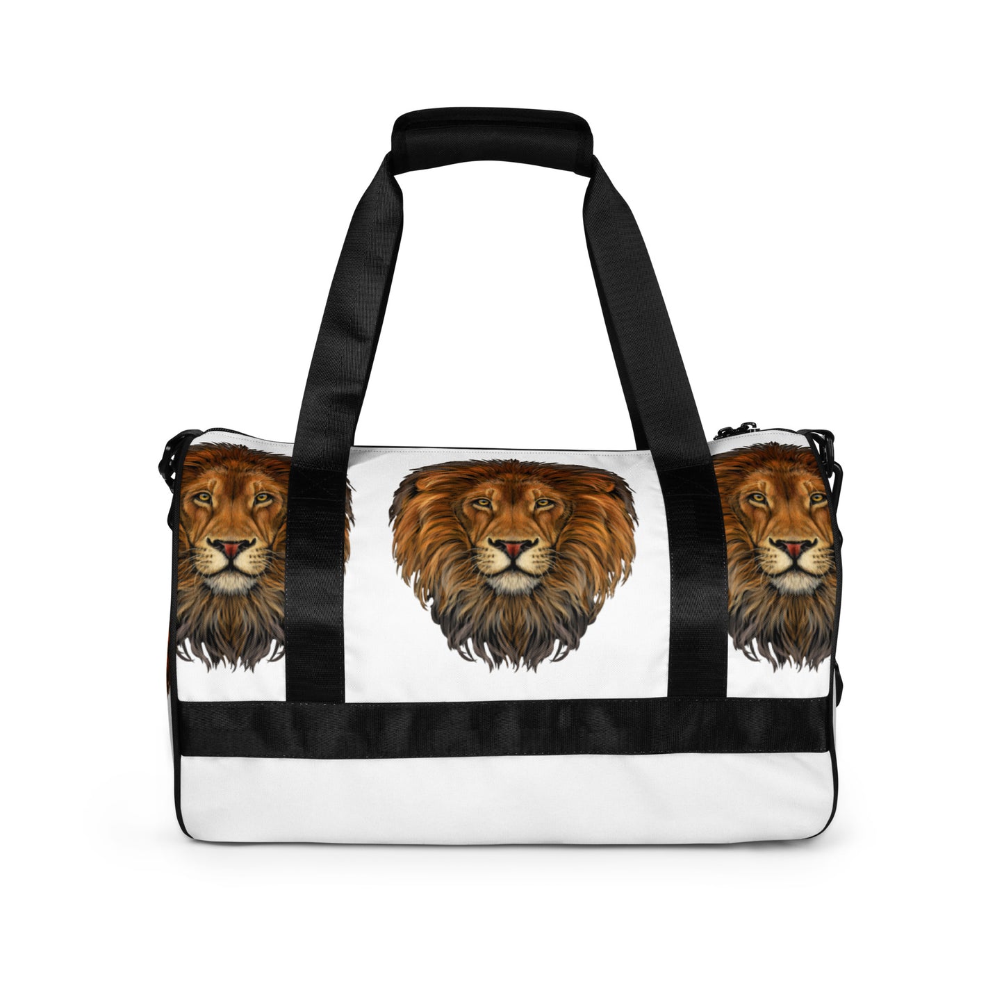 “STRONG LION”White Gym Bag W/Black Font