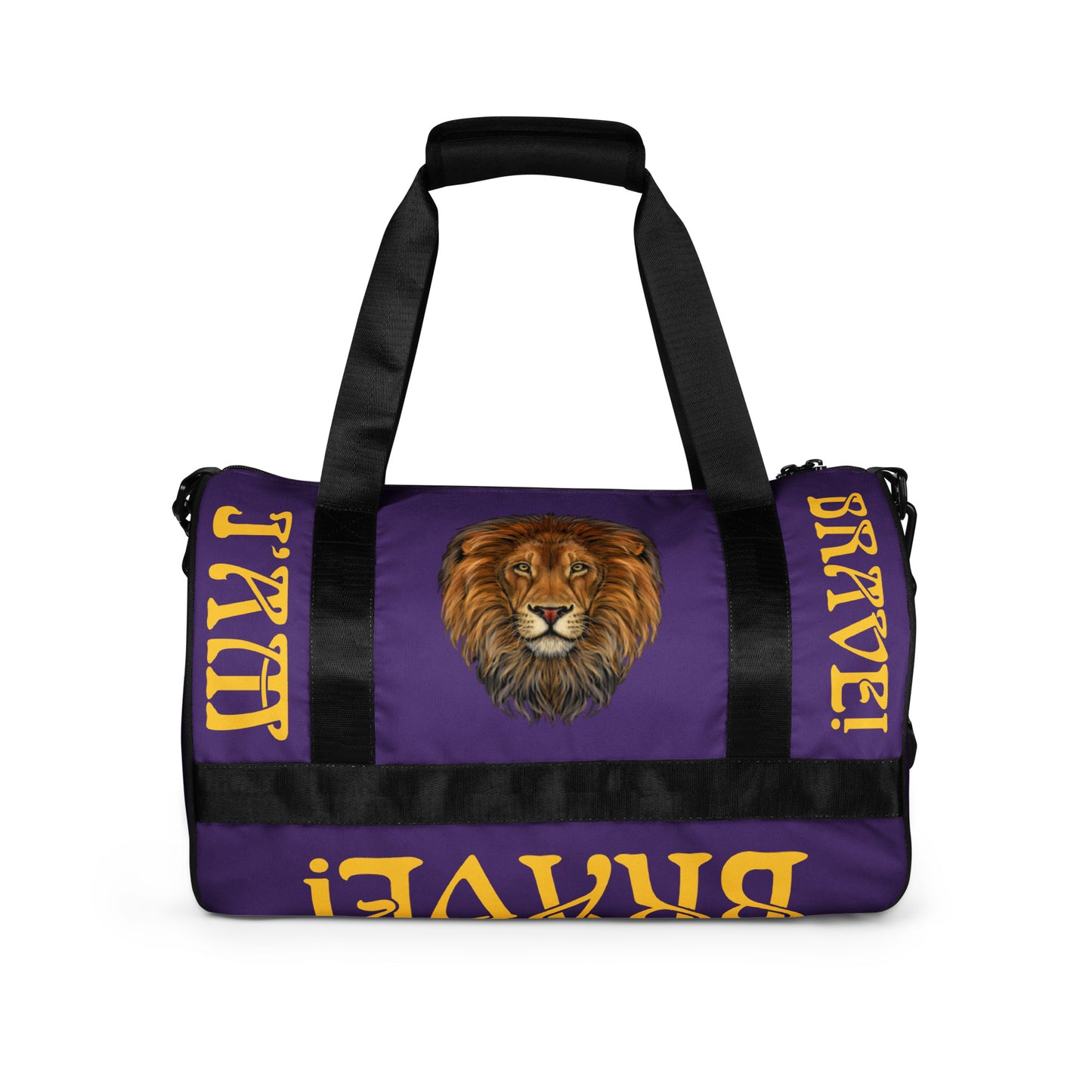 “I’AM BRAVE!” Purple Gym Bag W/Yellow Font