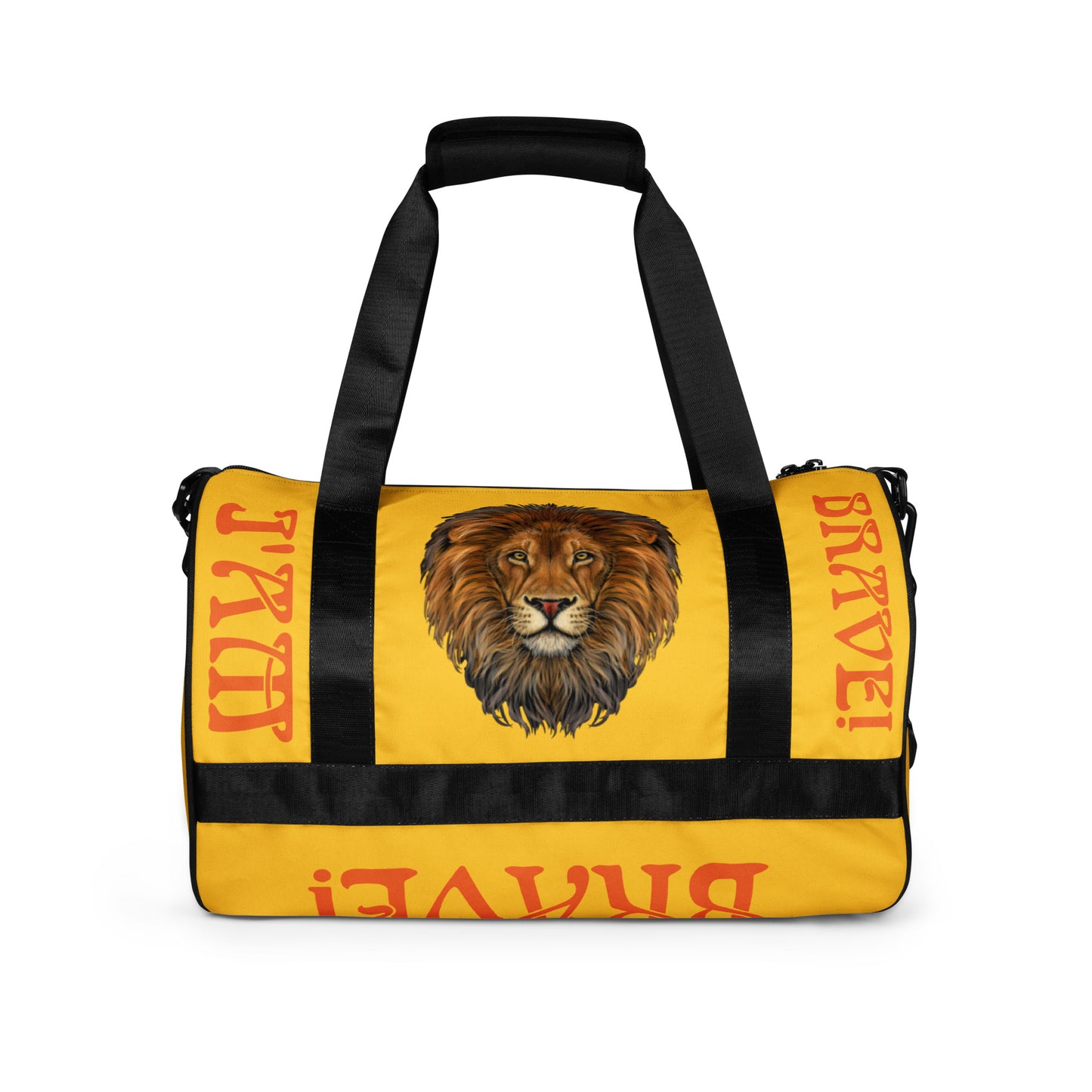 “I’AM BRAVE!”Yellow Gym Bag W/Orange Font