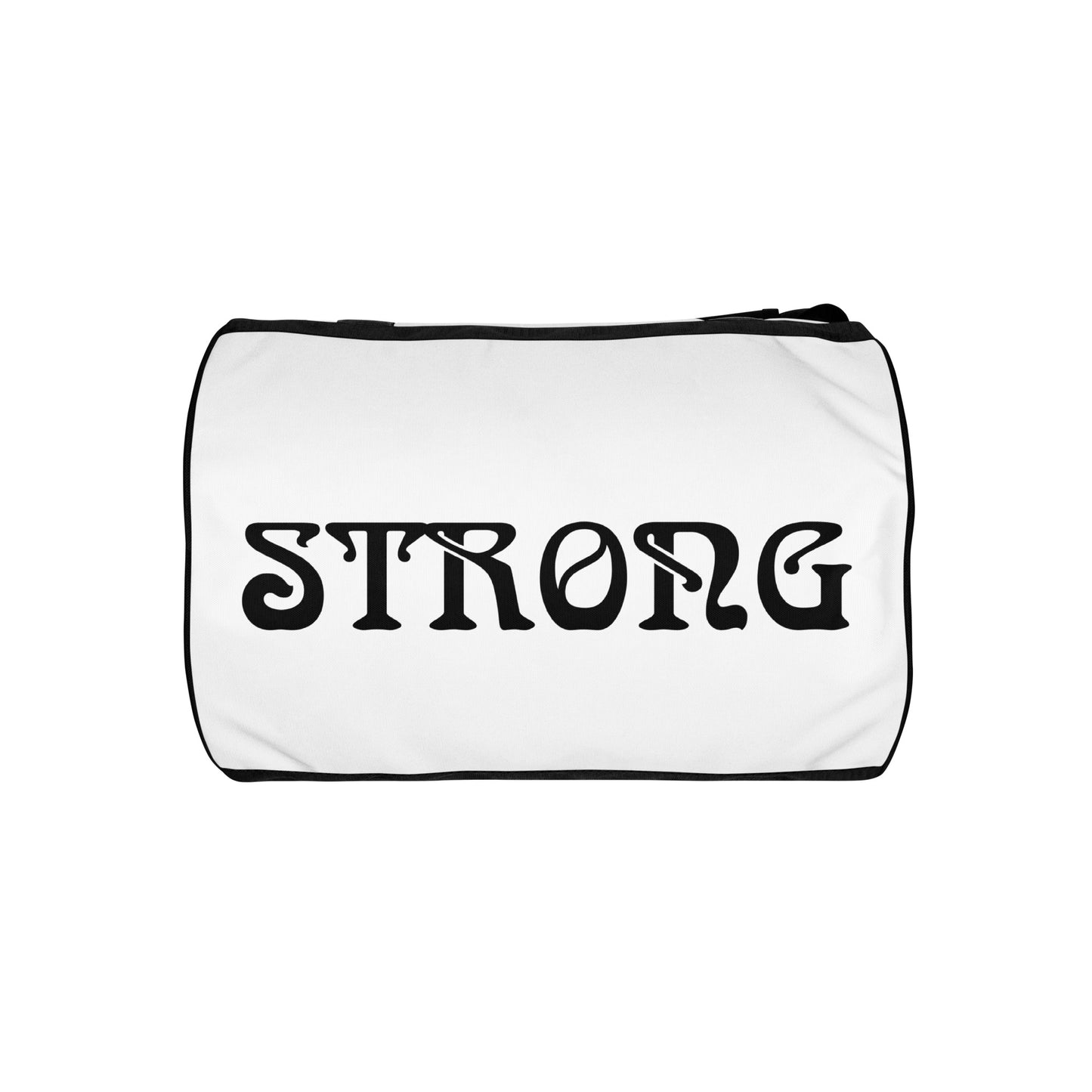 “STRONG LION”White Gym Bag W/Black Font