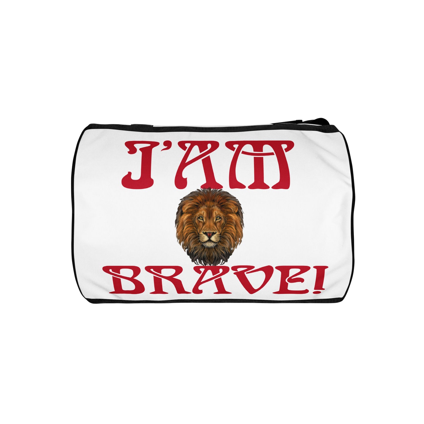 “I’AM BRAVE!”White Gym Bag W/Red Font