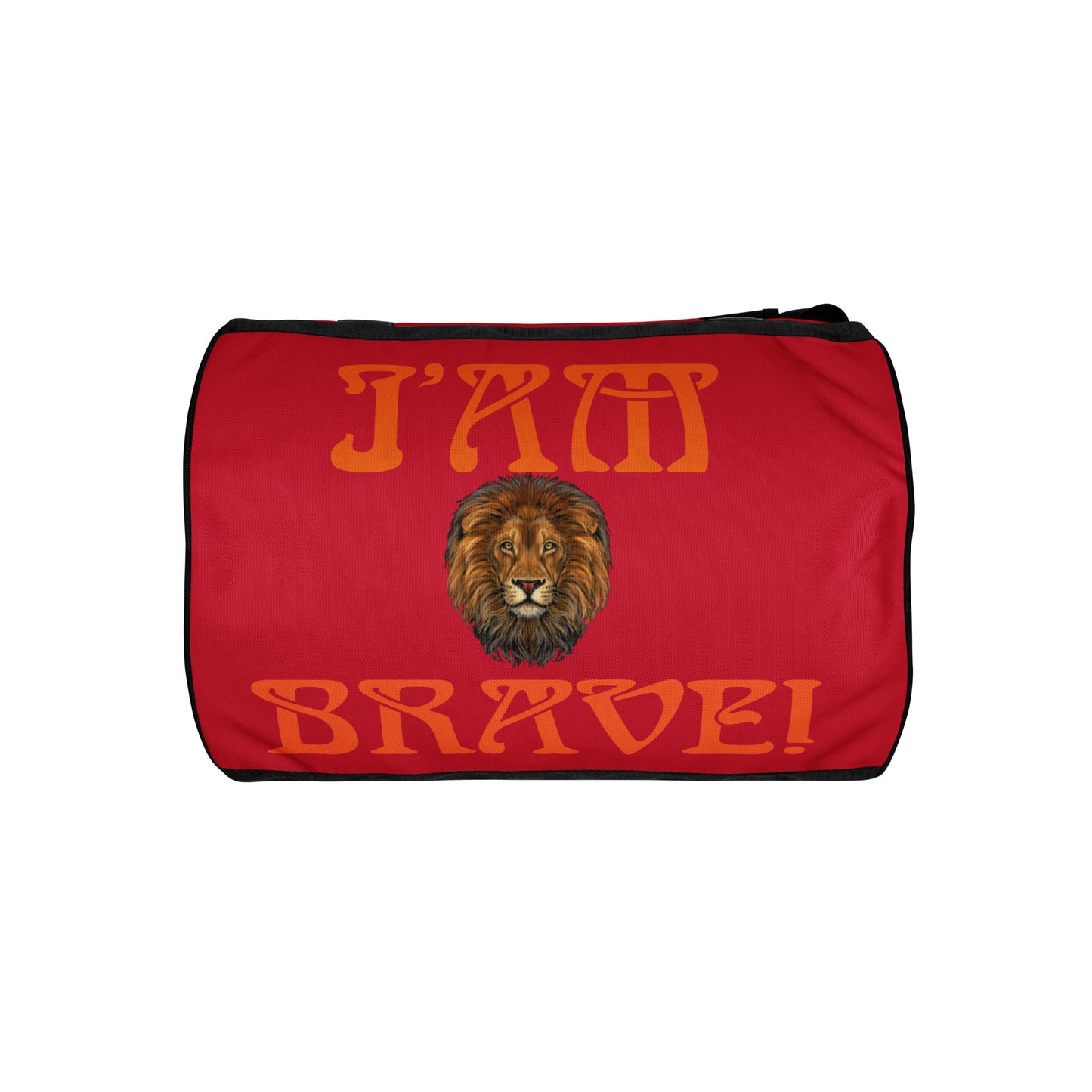 “I’AM BRAVE!”Red Gym Bag W/Orange Font