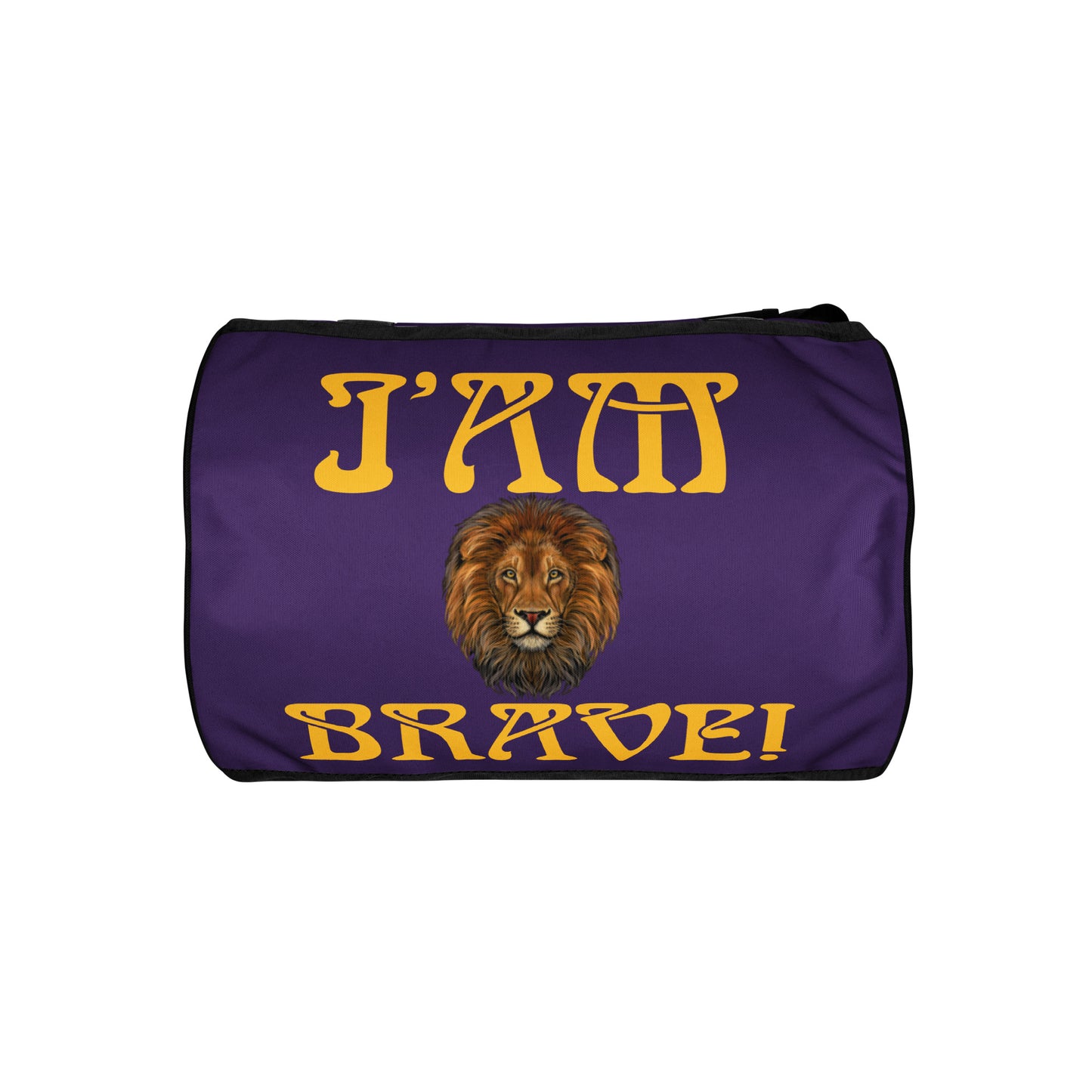 “I’AM BRAVE!” Purple Gym Bag W/Yellow Font