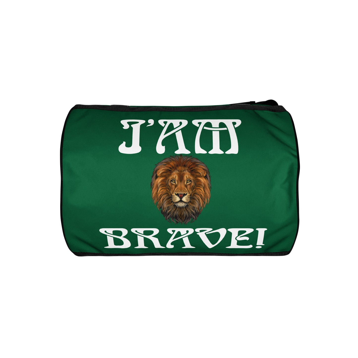 “I’AM BRAVE!” Green Gym Bag W/White Font