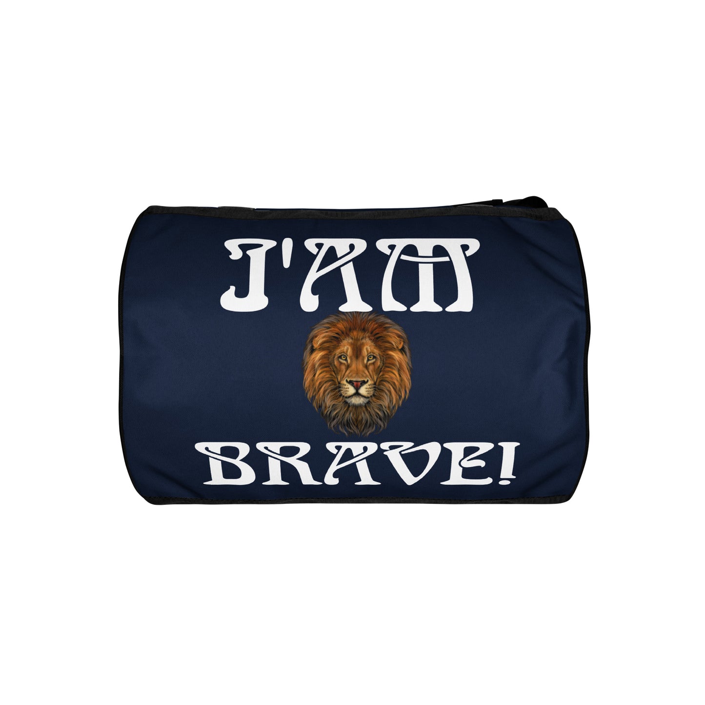 “I’AM BRAVE!” Navy Gym Bag W/White Font